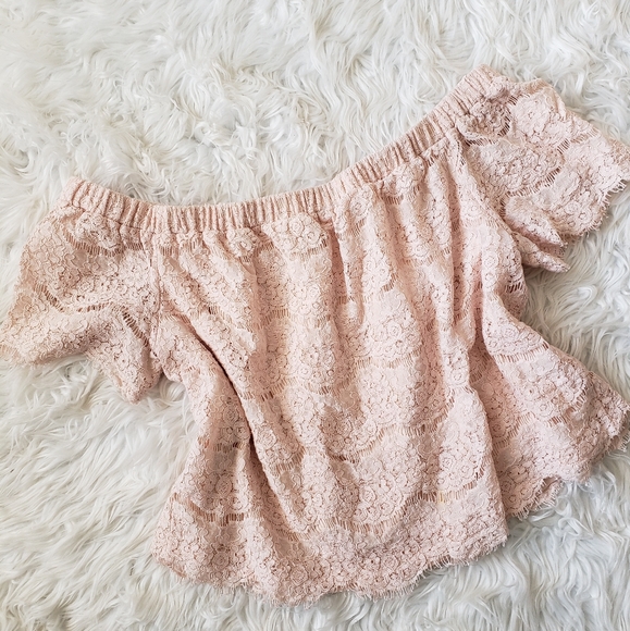 HP!🎉 Blue Off the shoulder cropped lace - Picture 5 of 5